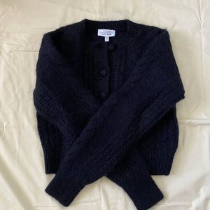 & Other Stories Wool Cable Knit Black Sweater Cardigan